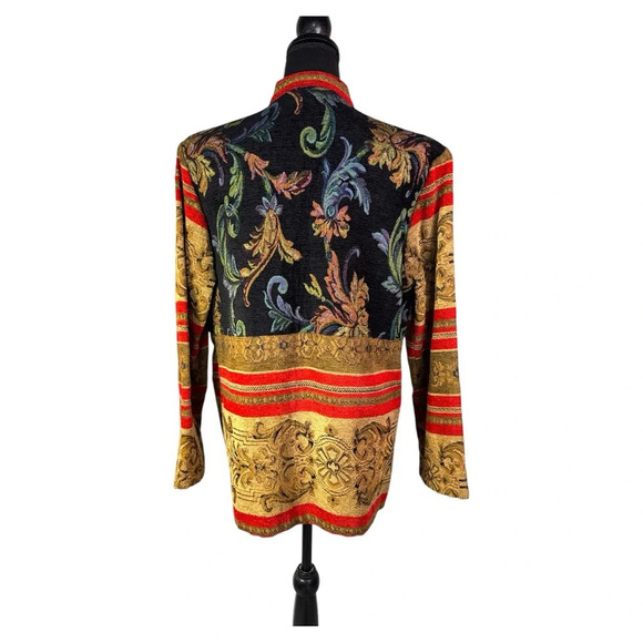 Vintage Sag Harbor Red Brown Carpet Bag Canvas Jacket Button Up Size 10 - Picture 3 of 7